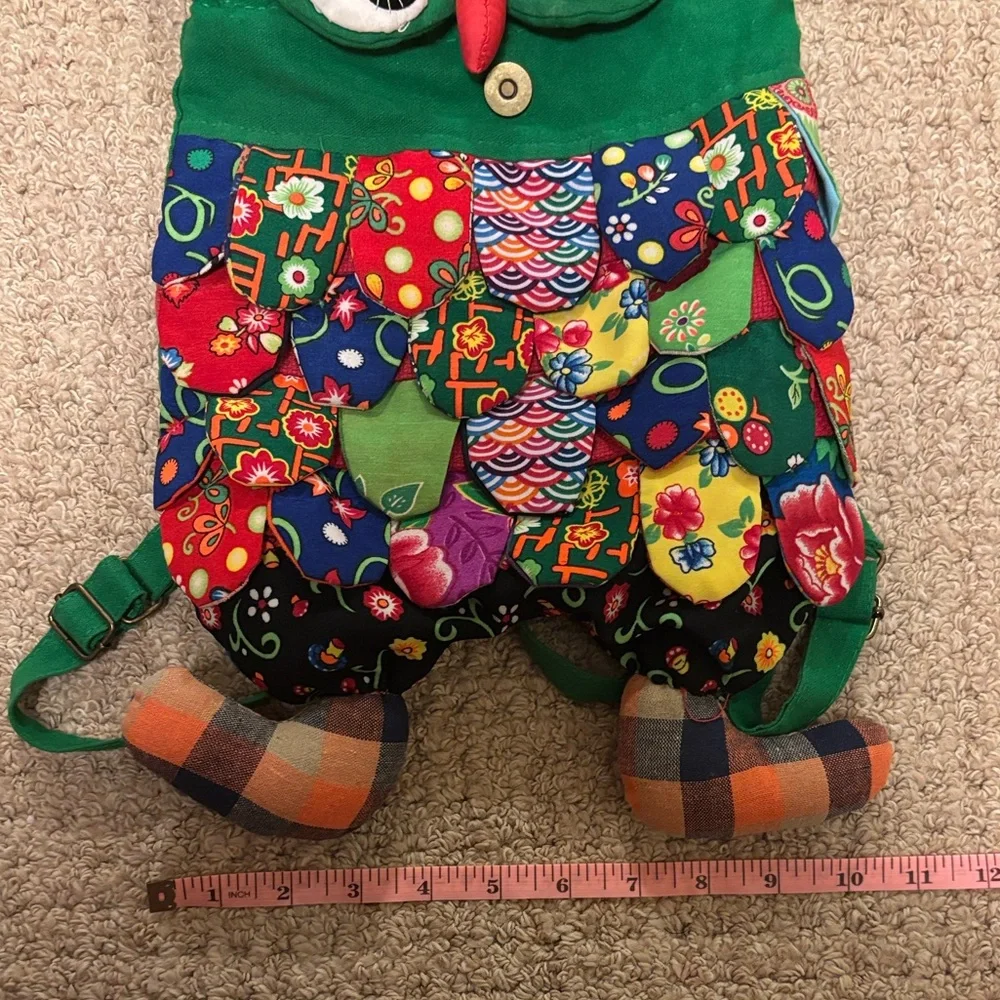 Cute Kids Owl Backpack Bag Colorful Patchwork Novelty Purse Kidcore Whimsical